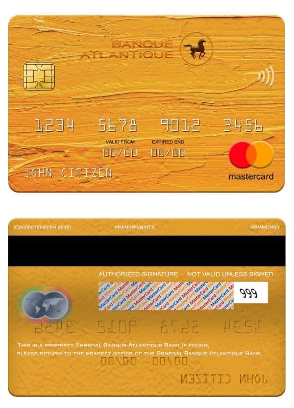 Fillable Senegal Banque Atlantique Bank mastercard Templates