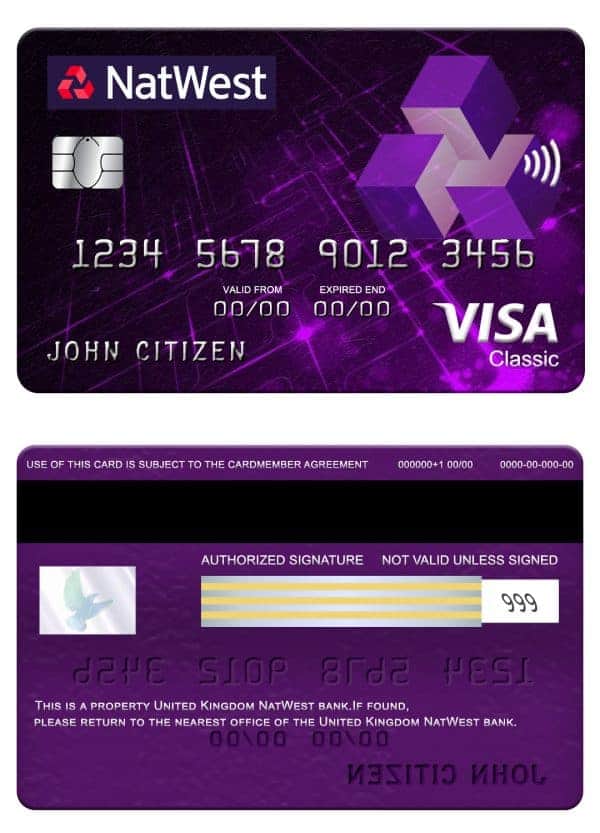 Fillable United Kingdom NatWest bank visa classic card Templates