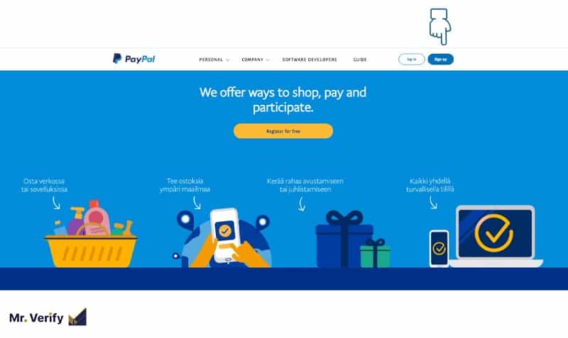 paypal signup page