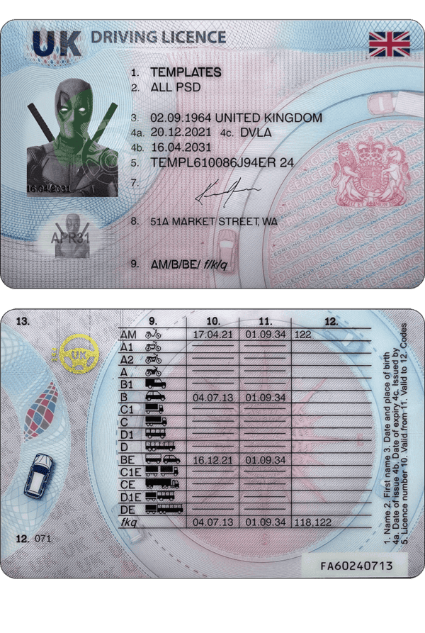 UK Driving License PSD Template v2023