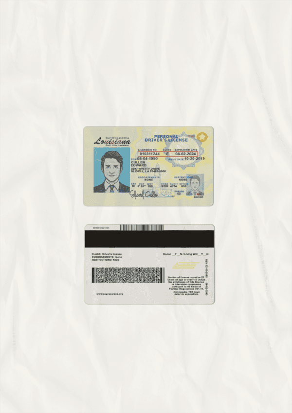 Louisiana Driver License PSD Template new version