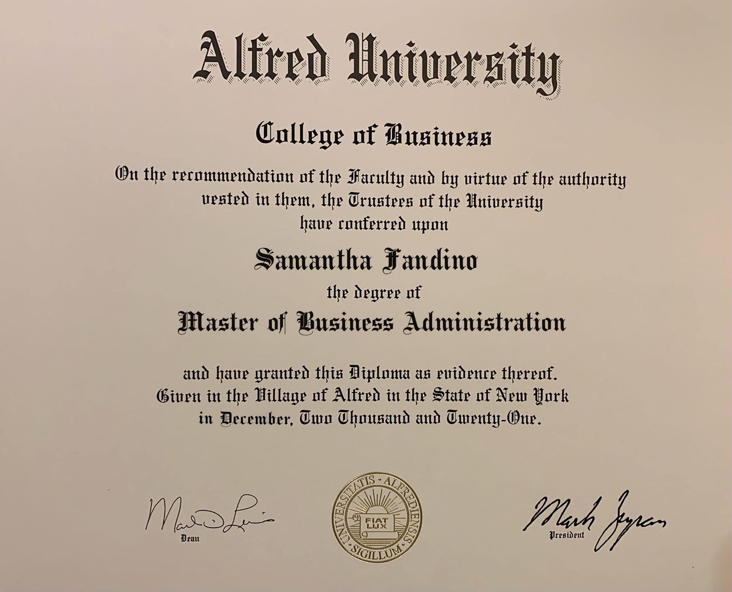 Authentic-Looking Fake certificate from Alfred University Authentic-Looking Fake certificate from Alfred University