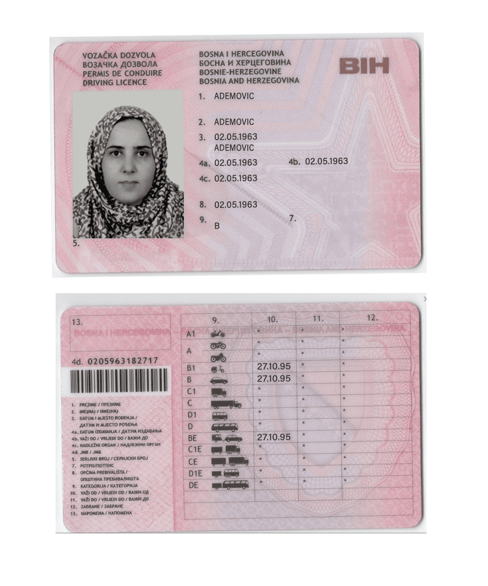 bosnia-driver Bosnia and Herzegovina driver license PSD file