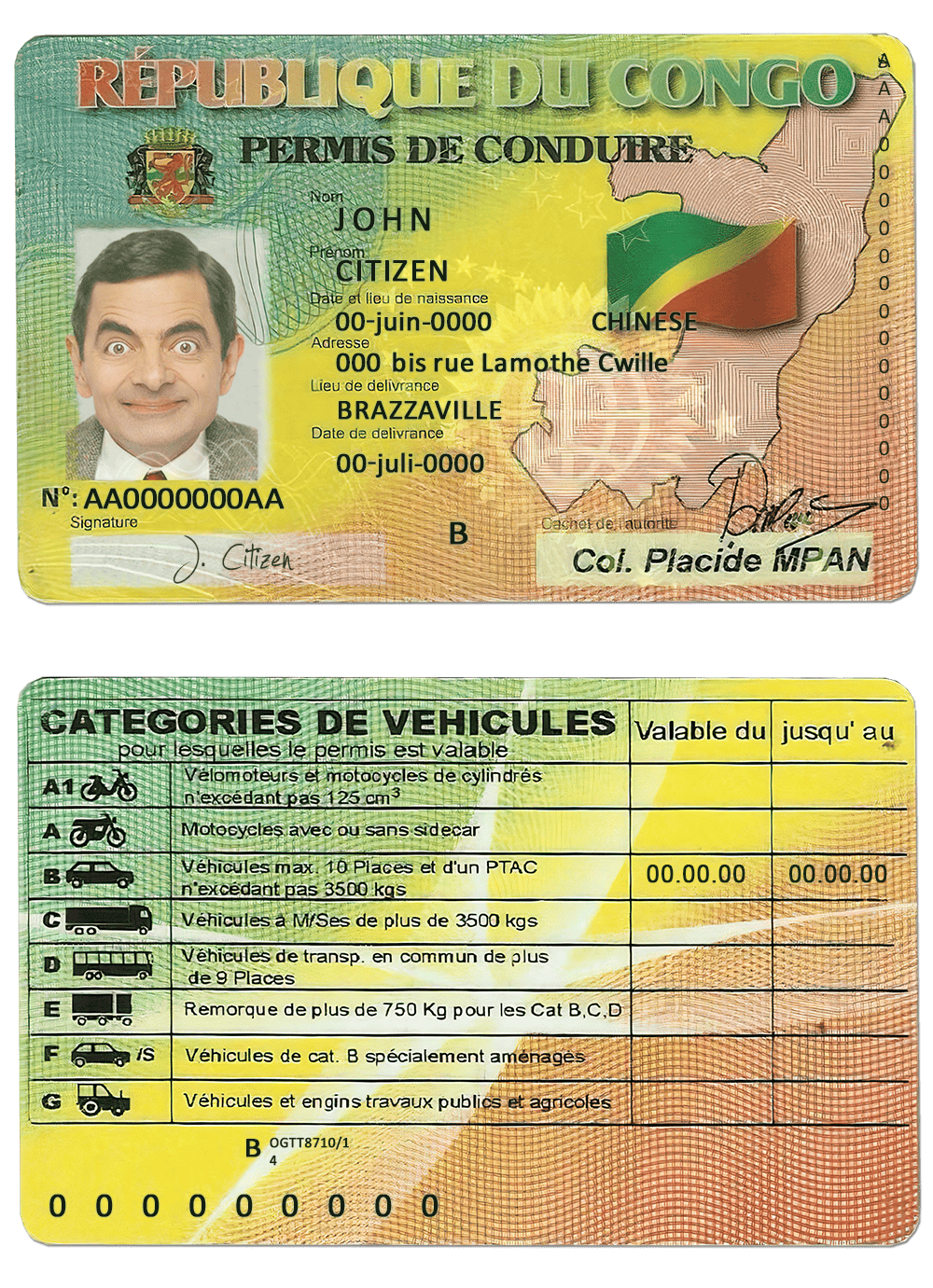 Congo National Driving License Template Congo Driving Permit PSD Template