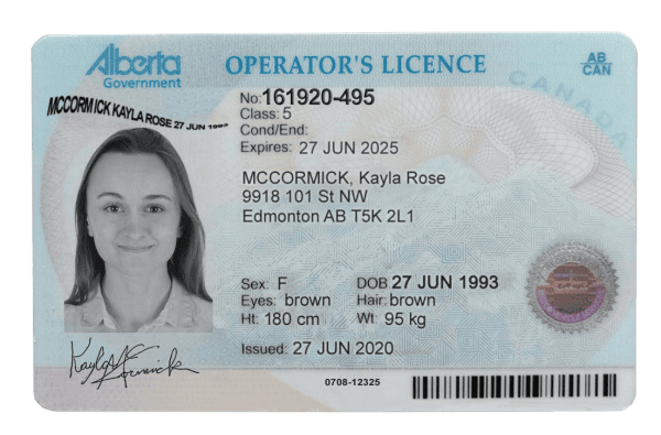 DL-Alberta-front Canada Alberta driver license psd template version 2 front