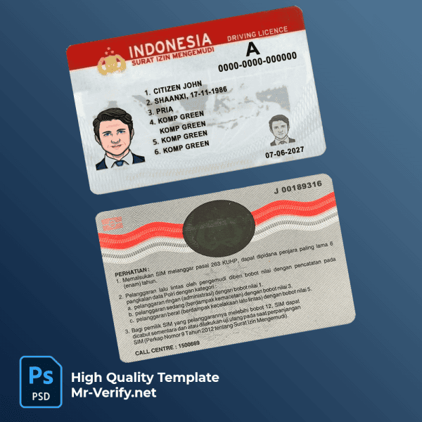 Indonesia Driving License Fake Generator Online Indonesia Driver License Template