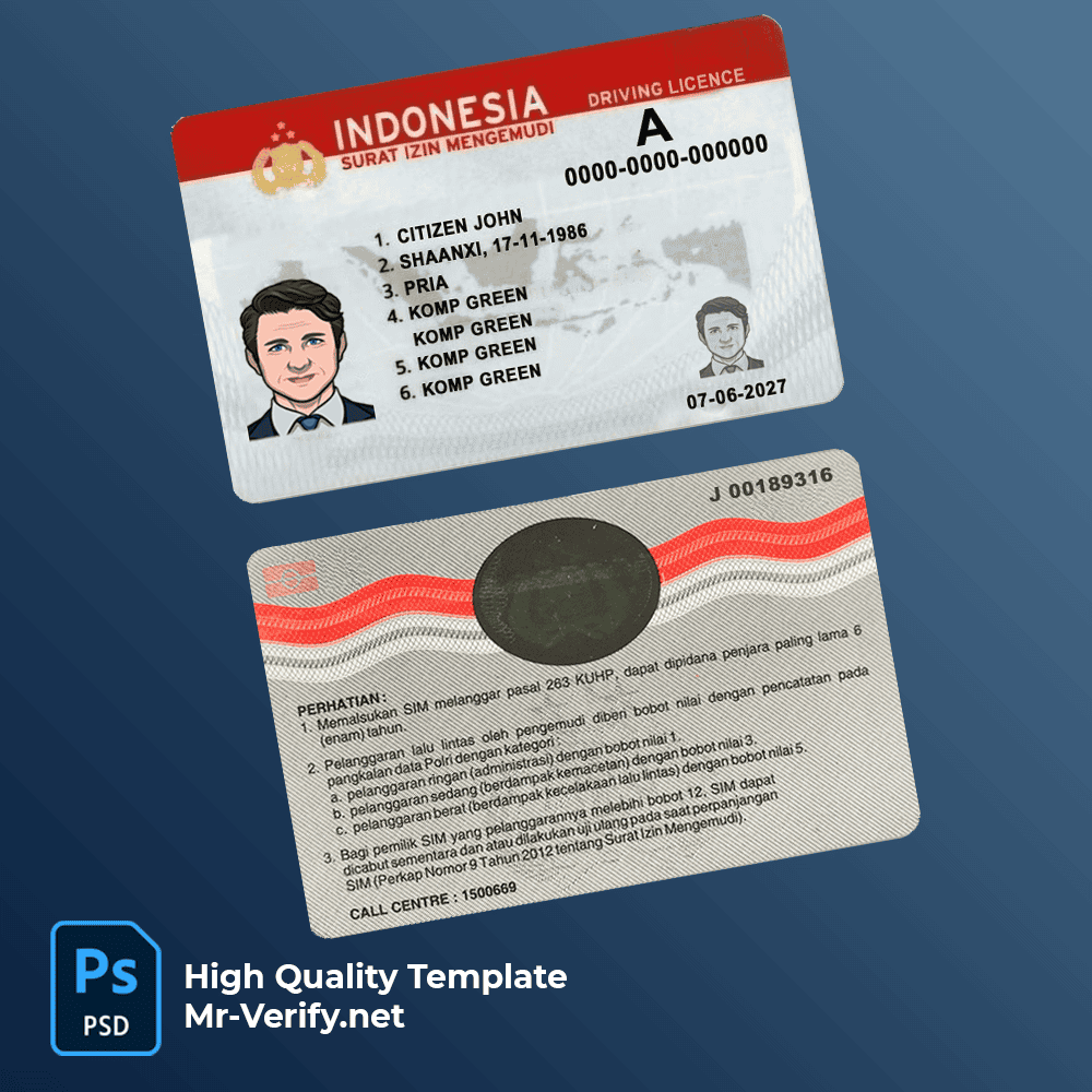 Indonesia Driving License Fake Generator Online Indonesia Driver License Template