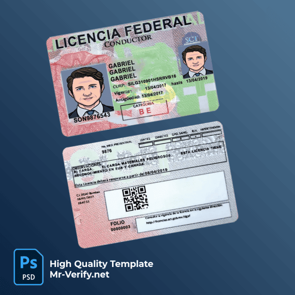 mexico-driver-license-mrverify Mexico driver license PSD template