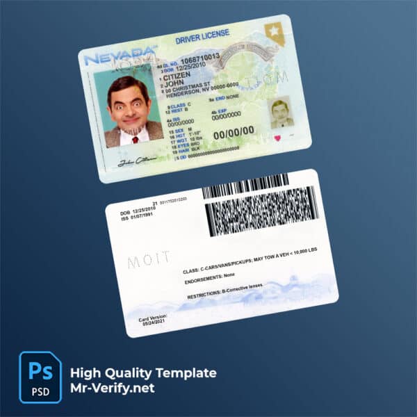 nevada-driver-license-mrverify Nevada driver license psd template new version 2021 to present