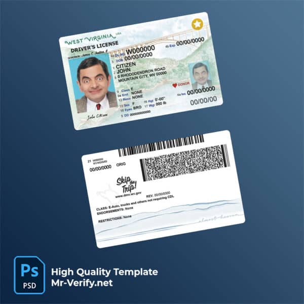 USA West Virginia driver license psd template new version 2023 to present