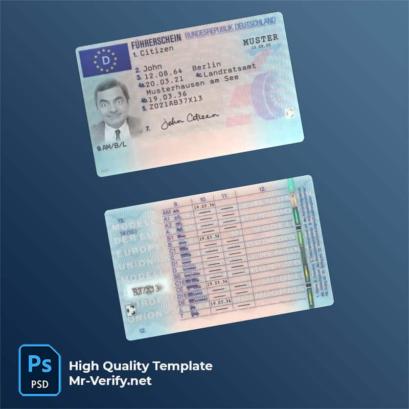 Germany-driving-license-2021-present Germany driver license Psd Template new version 2021 to present