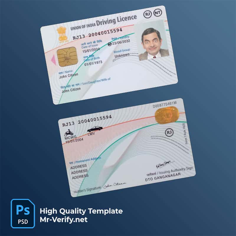India-union-driving-license-new-version India union driving license psd template new version