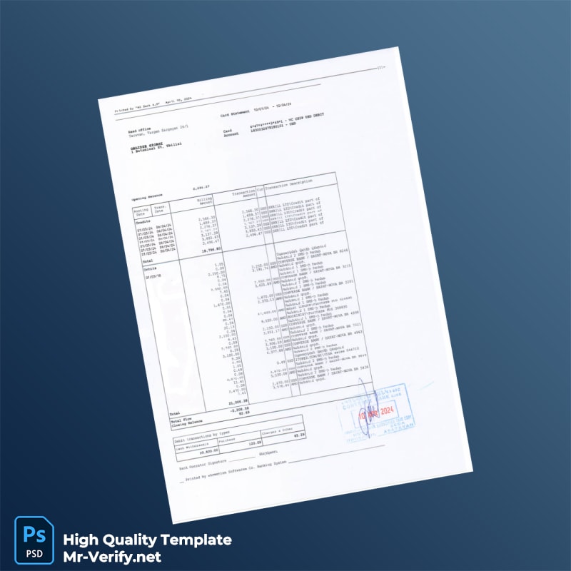 Armenia Converse Bank Statement Template in Word and PDF formats Armenia Converse Bank Statement Template in Word and PDF formats