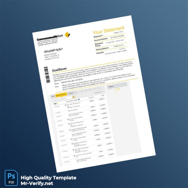 Australia GoalSaver Bank Statement Template in Word and PDF formats Australia GoalSaver Bank Statement Template in Word and PDF formats