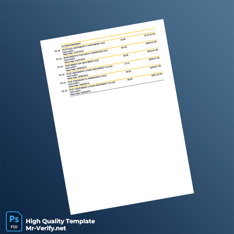 Australia ING Bank Bank Statement Template in Word and PDF formats page 2 Australia ING Bank Bank Statement Template in Word and PDF formats page 2