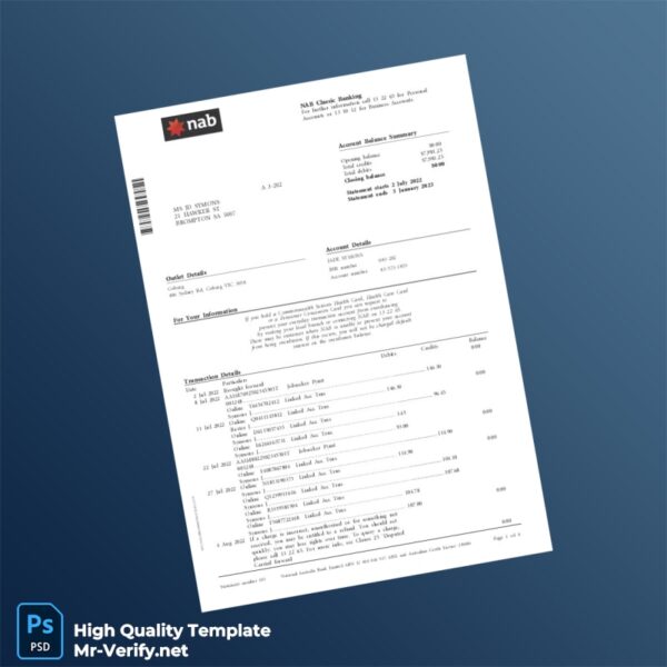 Australia NAB Bank Statement Template in Word and PDF formats Australia NAB Bank Statement Template in Word and PDF formats