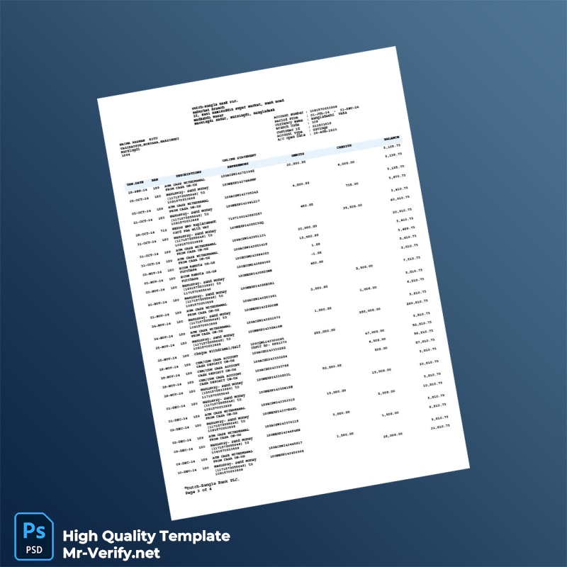 Bangladesh Dutch-Bangla Bank PLC Bank Statement Template in Word and PDF formats page 3 Bangladesh Dutch-Bangla Bank PLC Bank Statement Template in Word and PDF formats page 3