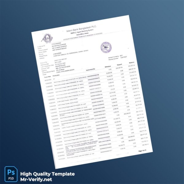 Bangladesh Islami Bank Statement Template in Word and PDF formats Bangladesh Islami Bank Statement Template in Word and PDF formats