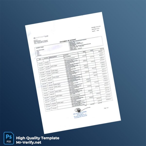 Bangladesh Rupali Bank Statement Template in Word and PDF formats