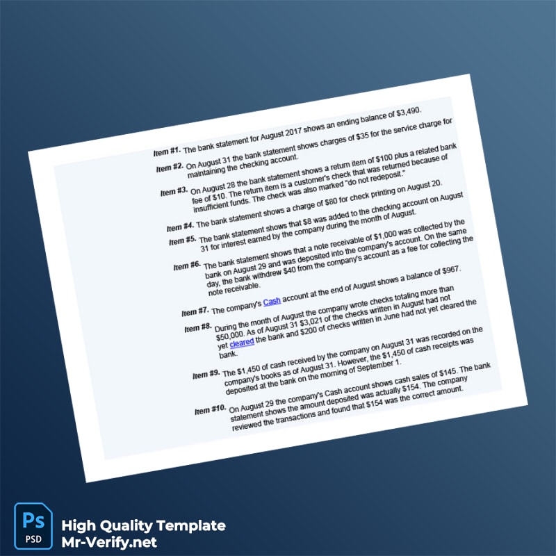 Bank Recon Template in Word and PDF formats page 2 Bank Recon Template in Word and PDF formats page 2