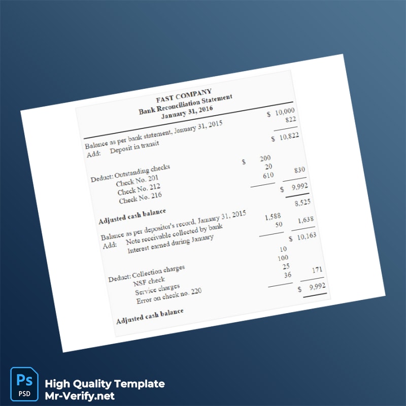 Bank Recon Template in Word and PDF formats page 6 Bank Recon Template in Word and PDF formats page 6
