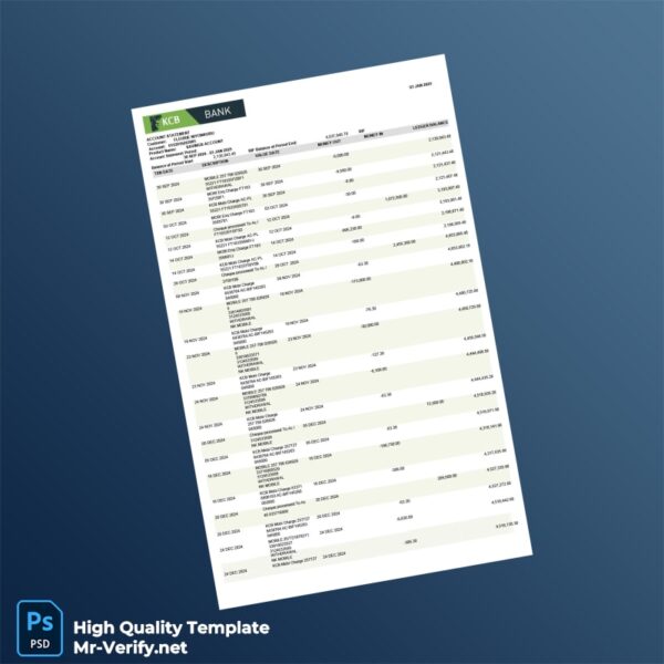Burundi KCB Bank Statement Template in Word and PDF formats Burundi KCB Bank Statement Template in Word and PDF formats