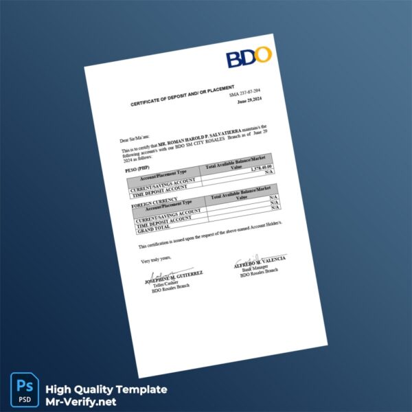 C3 Bank Statement Template in Word and PDF formats