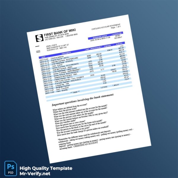 Canada Bank Statement Template in Word and PDF formats Canada Bank Statement Template in Word and PDF formats