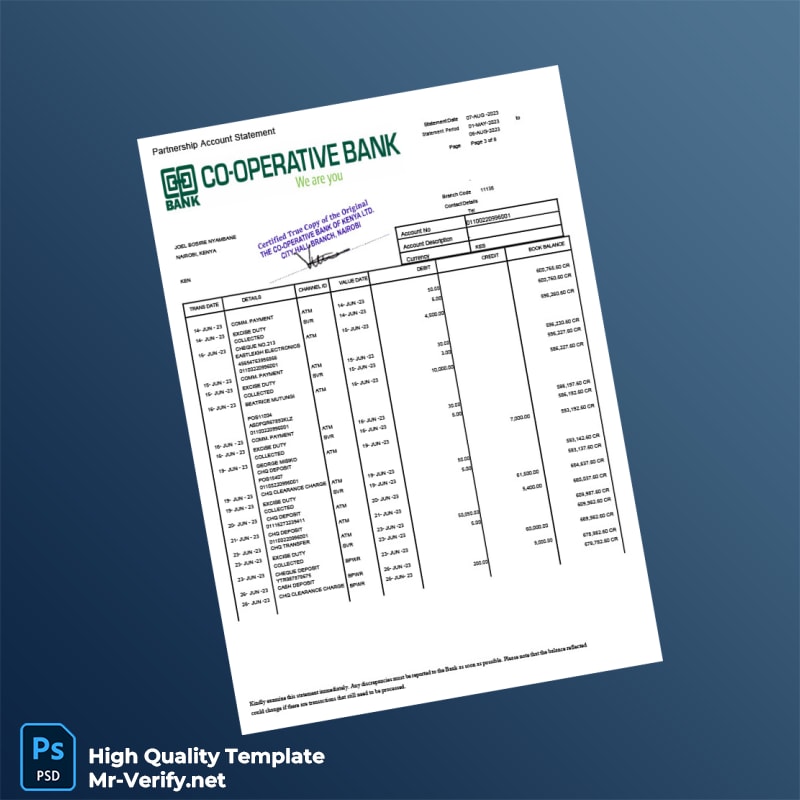 Coop Kenya Co-operative Bank Statement Template in Word and PDF formats page 3 Coop Kenya Co-operative Bank Statement Template in Word and PDF formats page 3