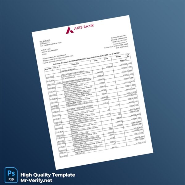 Empty Bank Statement Template in Word and PDF formats