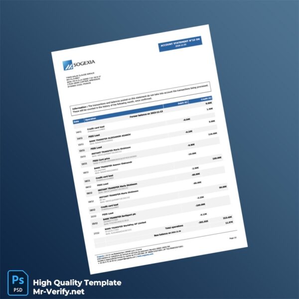 France Bank Statement Template in Word and PDF formats France Bank Statement Template in Word and PDF formats