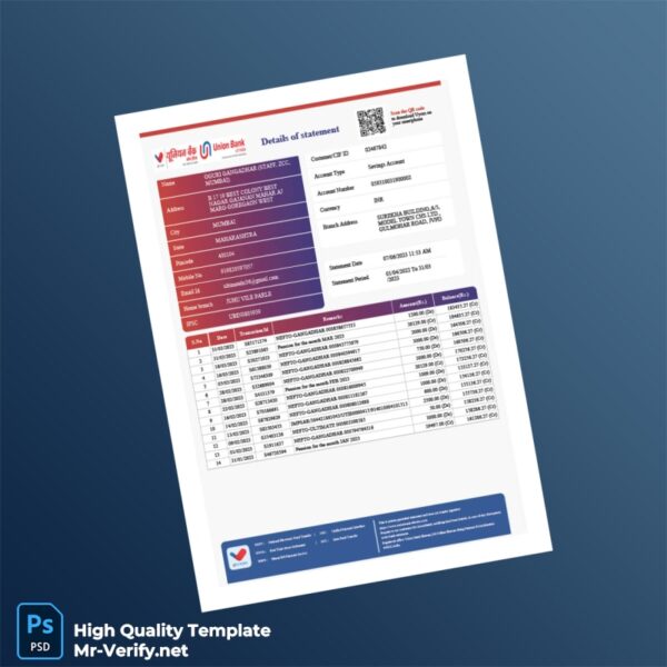 India Andhra Bank Statement Template in Word and PDF formats India Andhra Bank Statement Template in Word and PDF formats