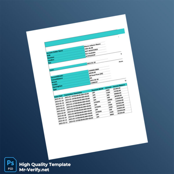 India Finvu Bank Statement Template in Word and PDF formats India Finvu Bank Statement Template in Word and PDF formats
