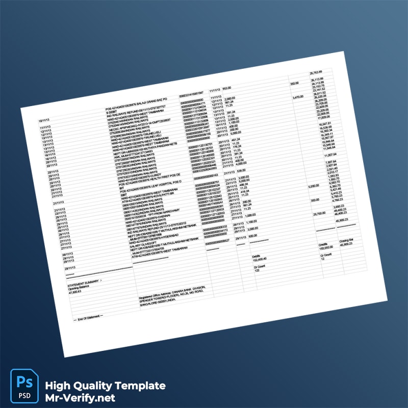 India Gannara Bank Statement Template in Word and PDF formats page 3 India Gannara Bank Statement Template in Word and PDF formats page 3