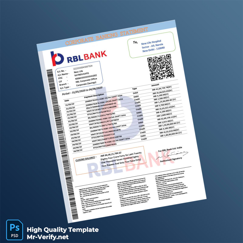 India RBL Bank Statement Template in Word and PDF formats India RBL Bank Statement Template in Word and PDF formats