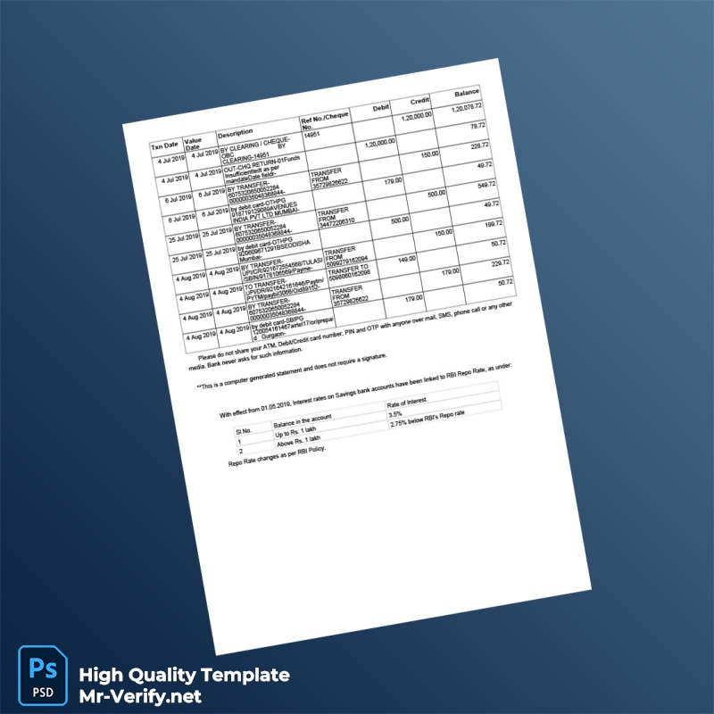 India Reserve Bank Of India Personal Bank Statement Summary Template in Word and PDF formats page 7 India Reserve Bank Of India Personal Bank Statement Summary Template in Word and PDF formats page 7