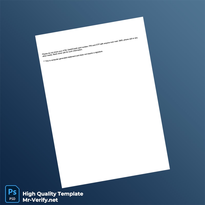 India State Bank of India Account Statement Template in Word and PDF formats page 2 India State Bank of India Account Statement Template in Word and PDF formats page 2