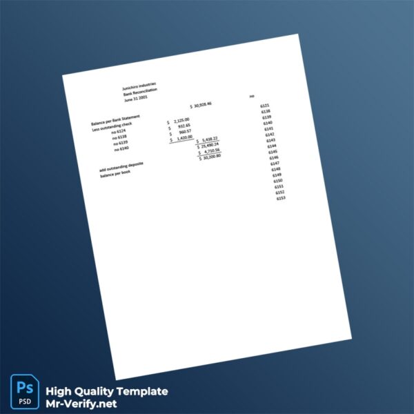 Indonesia Editable Bank Reconciliation Template in Word and PDF formats