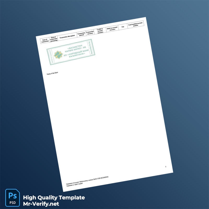 Kazakhstan Halyk Bank Credit Card Statement Template in Word and PDF formats page 4 Kazakhstan Halyk Bank Credit Card Statement Template in Word and PDF formats page 4