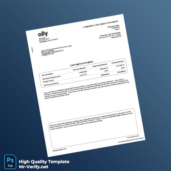 Kenya Ally Bank Statement Template in Word and PDF formats