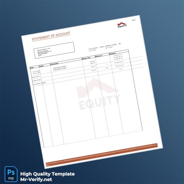 Kenya Equity Bank Statement Template in Word and PDF formats Kenya Equity Bank Statement Template in Word and PDF formats