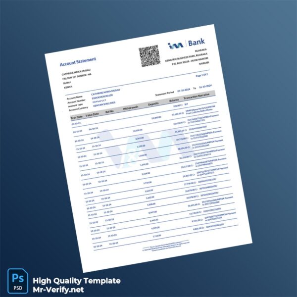 Kenya IM Bank Statement Template in Word and PDF formats
