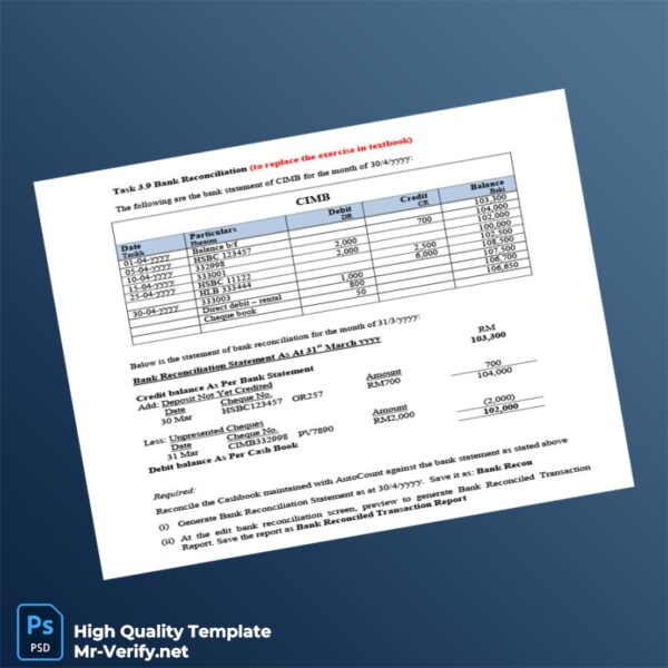 Malaysia CIMB Bank Reconciliation Guide Template in Word and PDF formats