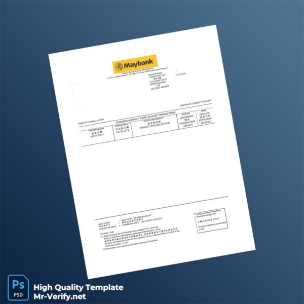Malaysia Malayan Banking Berhad Bank Statement Template in Word and PDF formats Malaysia Malayan Banking Berhad Bank Statement Template in Word and PDF formats