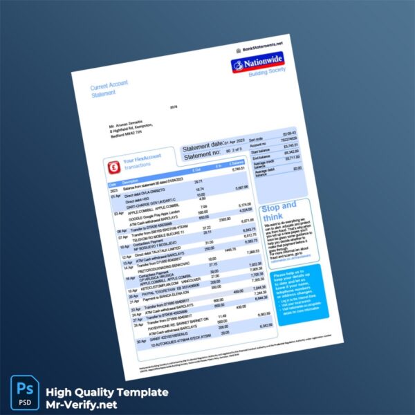 NBS Bank Statement Template in Word and PDF formats