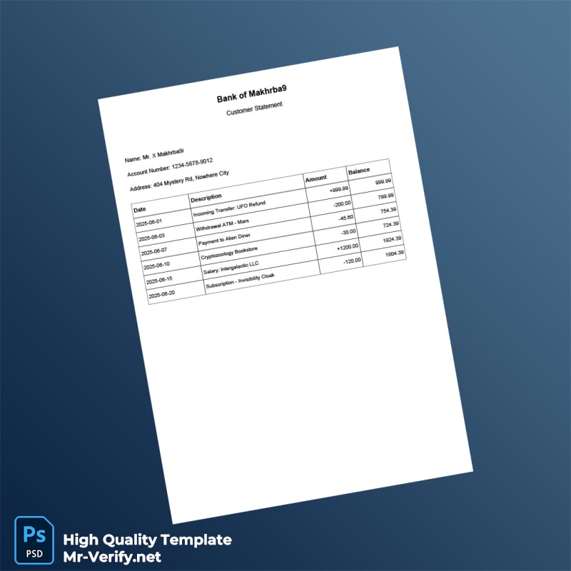 Nowhere City Fake Bank Statement Template in Word and PDF formats Nowhere City Fake Bank Statement Template in Word and PDF formats
