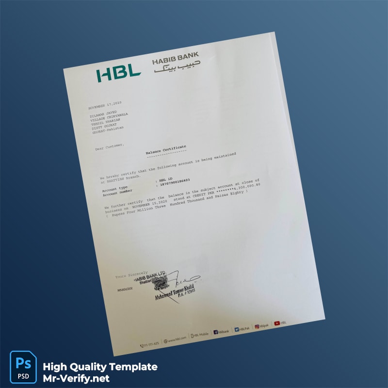 Pakistan HBL Bank Statement Template in Word and PDF formats page 2 Pakistan HBL Bank Statement Template in Word and PDF formats page 2