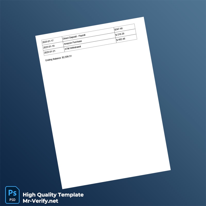 Philippines First Metro Bank Bank Statement Template in Word and PDF formats page 2 Philippines First Metro Bank Bank Statement Template in Word and PDF formats page 2
