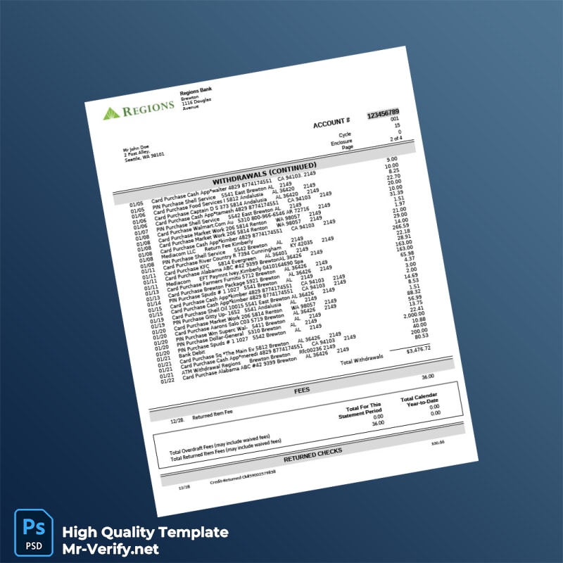 Regions Bank Statement _ PDF _ Financial Services _ Personal Finance page 3 Regions Bank Statement _ PDF _ Financial Services _ Personal Finance page 3