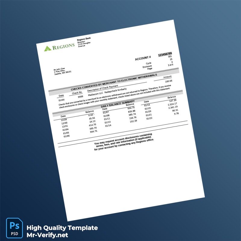 Regions Bank Statement _ PDF _ Financial Services _ Personal Finance page 4 Regions Bank Statement _ PDF _ Financial Services _ Personal Finance page 4